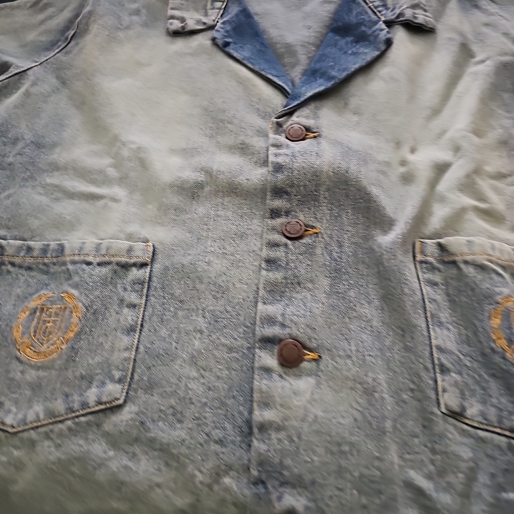 Denim Jean Jacket with Embroidered Pockets